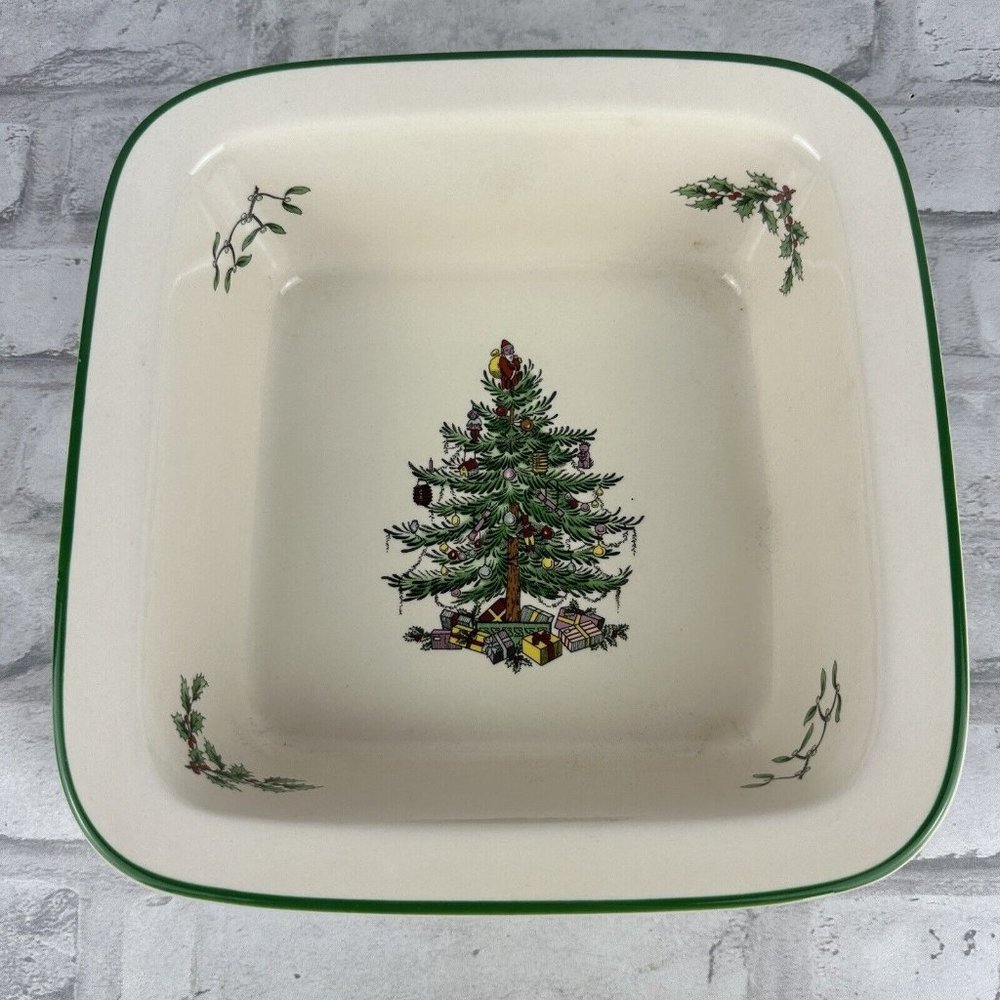 Spode Christmas Tree Square Pan Baking Casserole Dish 8x8 Porcelain